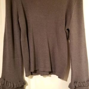 Plus Ribbed Knit Frill Trim Sweater